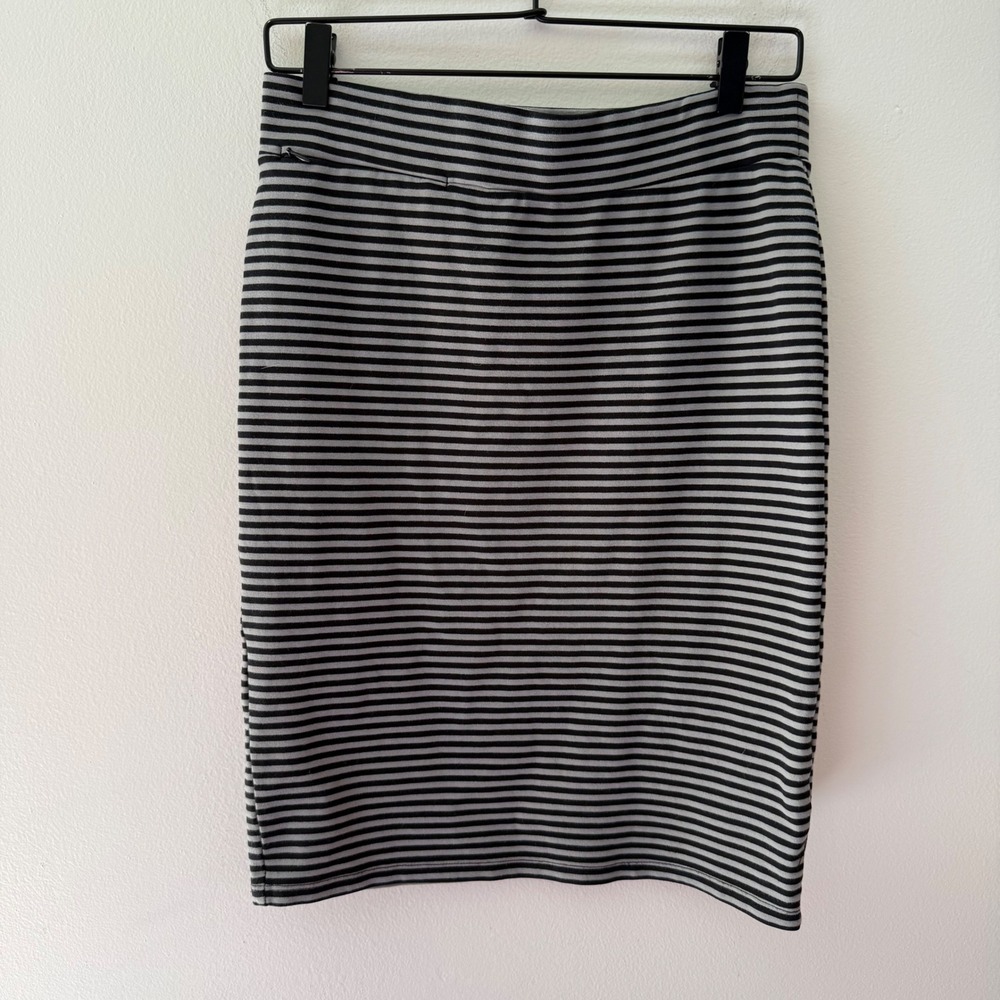 Toad&Co Paseo Skirt Black Grey Striped‎ Tencel Pencil Skirt T1842508 Small